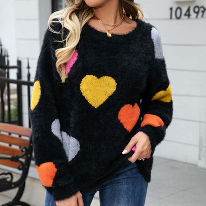 Women's Sweater with Heart Pattern
