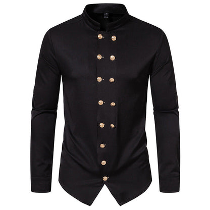 Men's Shirt Elegant Design Stand-Up Collar