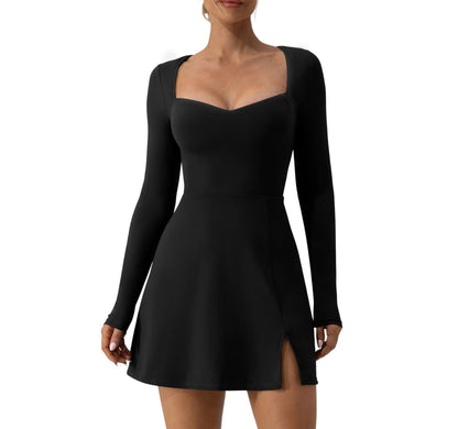 Women's Elegant Round Neck Long Sleeve Dress