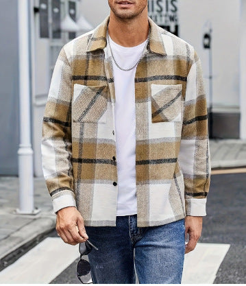 Men's Plaid Shirt Jacket Casual