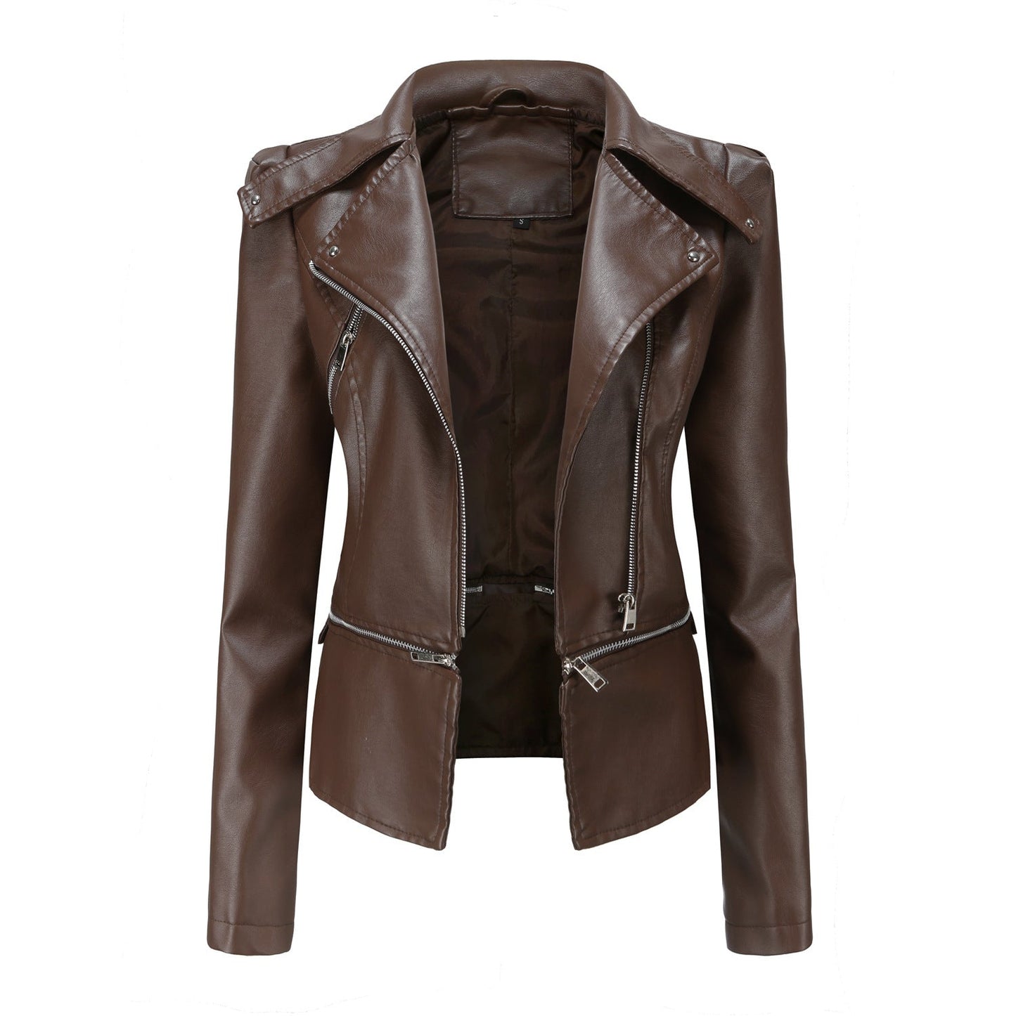 Women's Leather Jacket Biker Style Asymmetrical