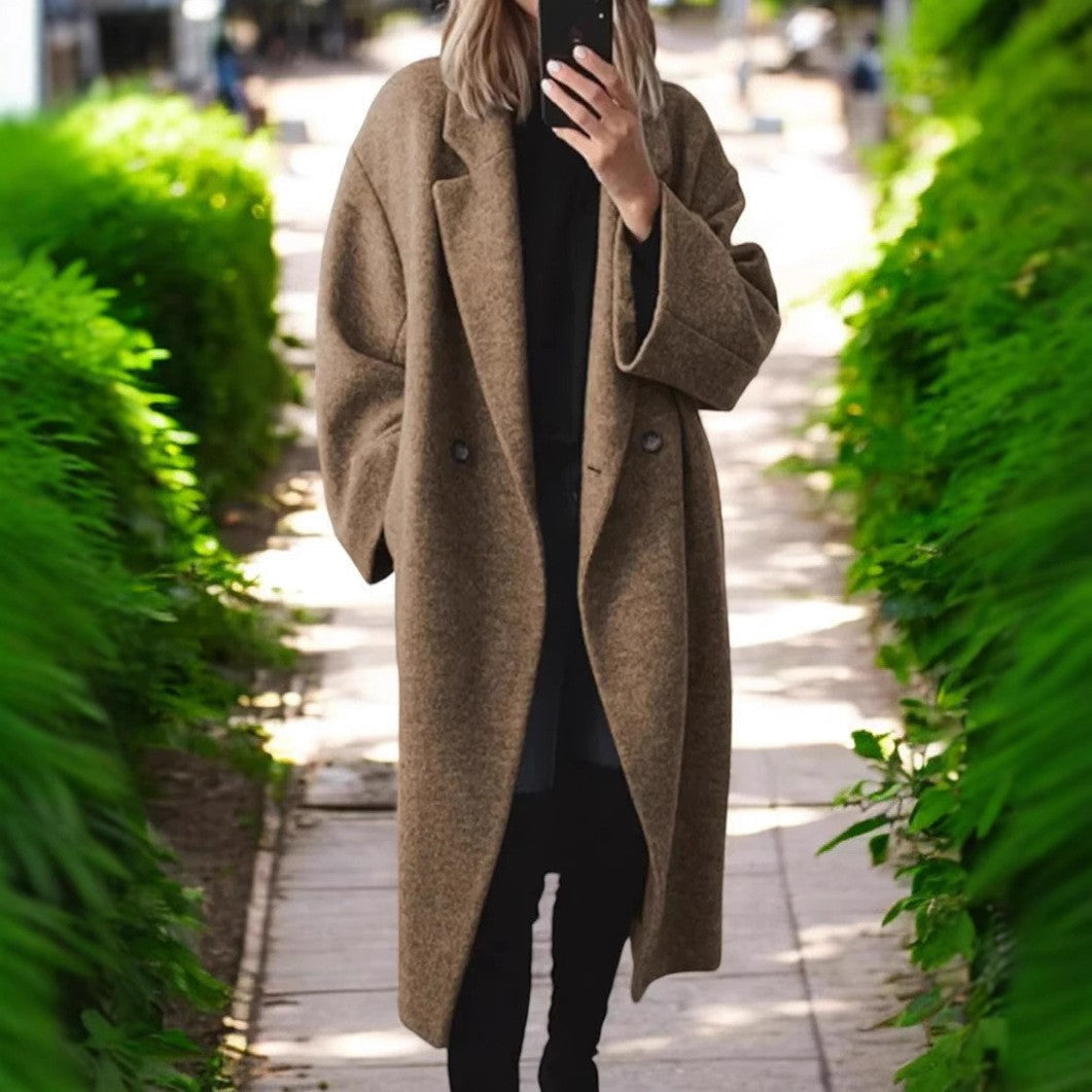 Weiter Damen Oversized Wollmantel Elegantes Design
