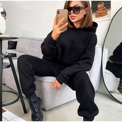 Women's Jogging Suit Set Hooded Elastic Comfortable