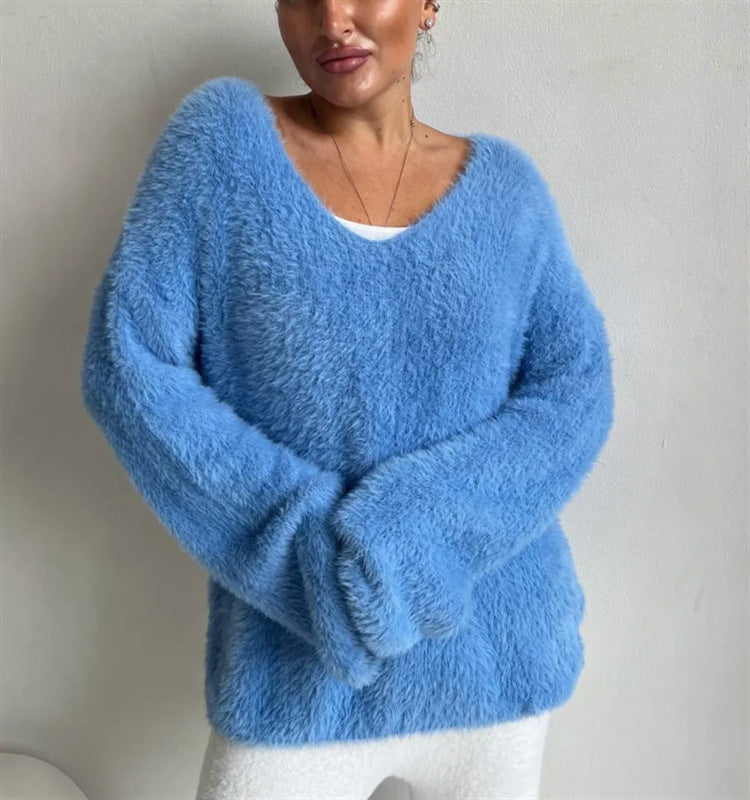 Women's Sweater Soft V-Neck Elegant Design