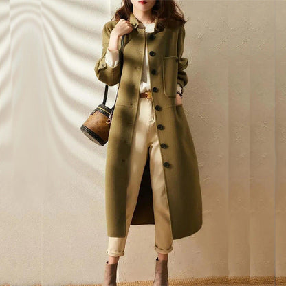 Women's A-line Coat Elegant Button Closure