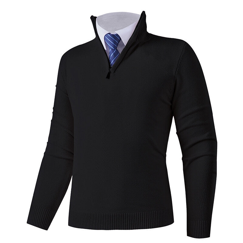 Men's Knitted Jumper Modern Zip Elastic