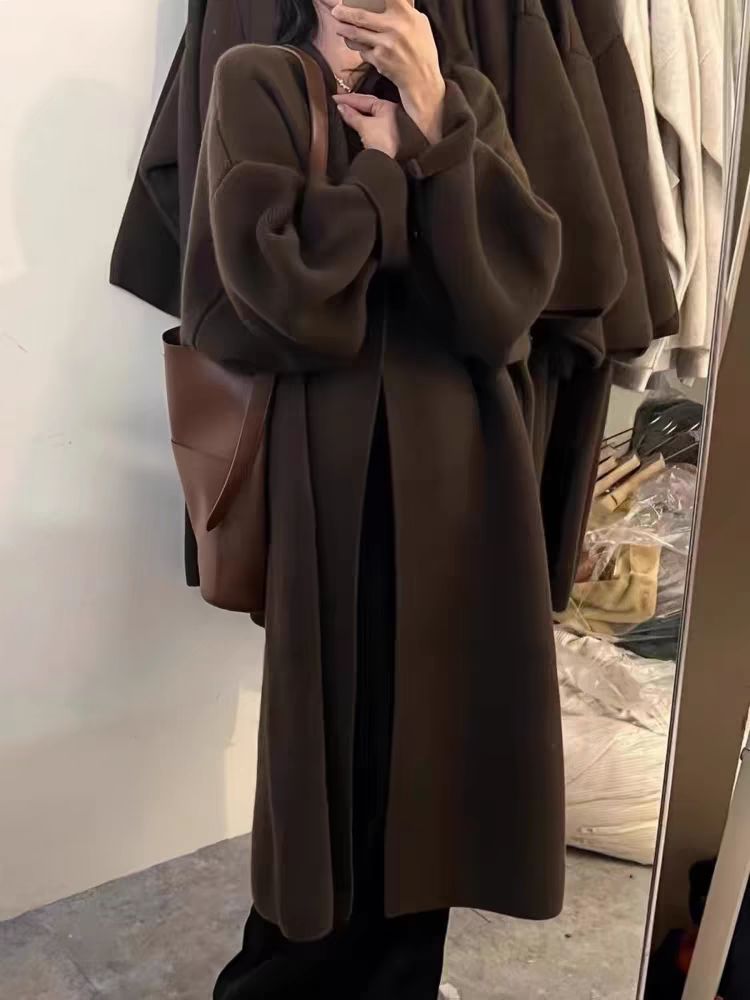 Large Cardigan Wool Coat Plus Size