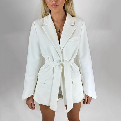 Women's Long Elegant Blazer Cut with Pockets