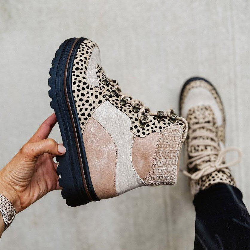 Fashionable Ankle Boots Suede Leopard Look