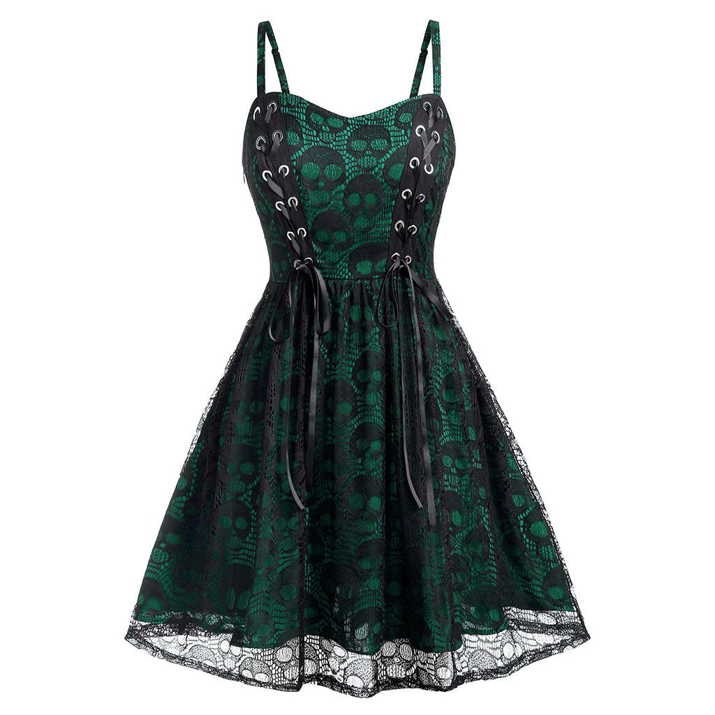 Women's Elegant Lace-Up Skater Dress