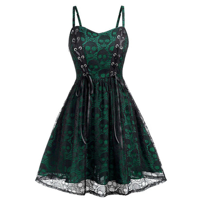 Women's Elegant Lace-Up Skater Dress