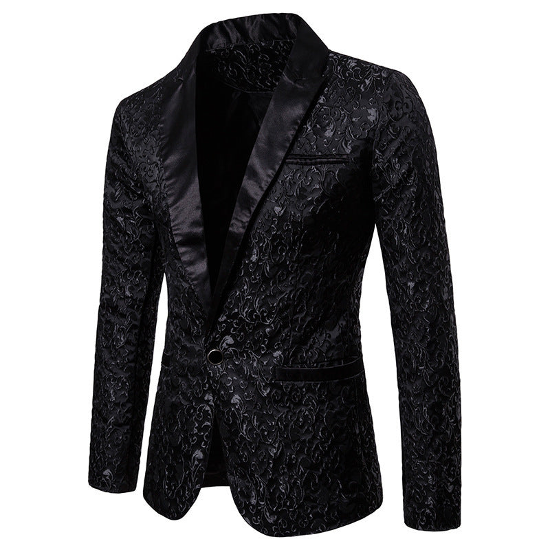 Men's Velvet Blazer Elegant Pattern Black