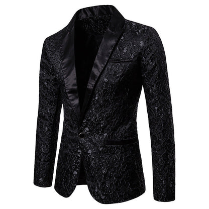 Men's Velvet Blazer Elegant Pattern Black