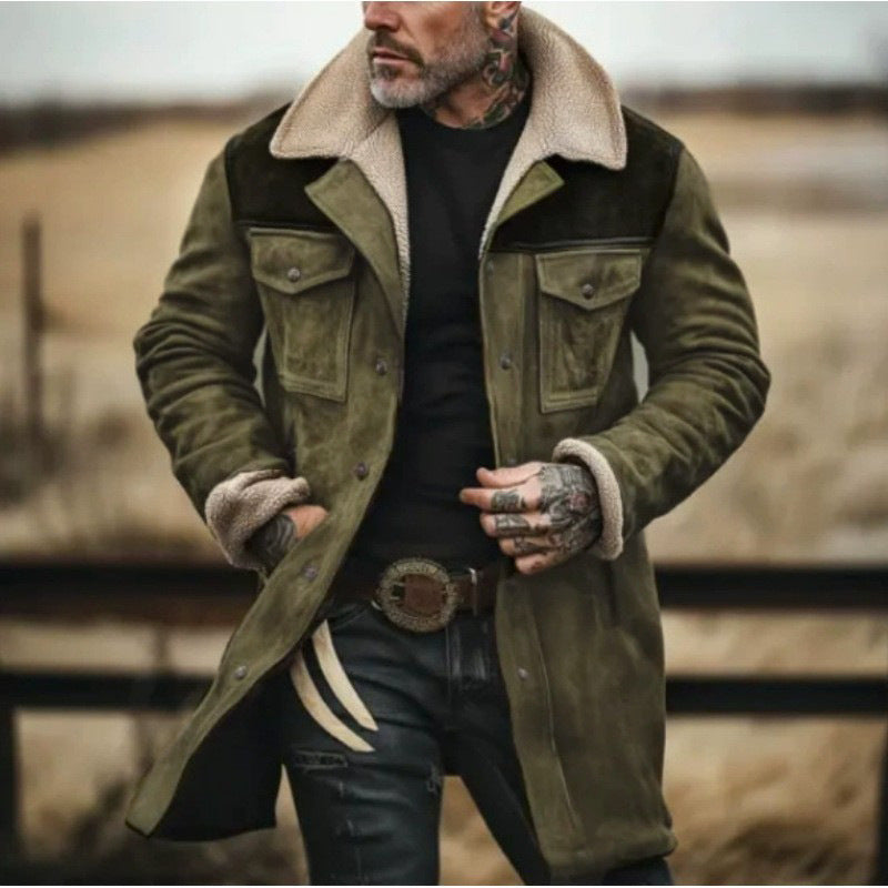 Leather Jacket with Sheepskin Collar Modern Laced