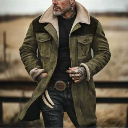 Leather Jacket with Sheepskin Collar Modern Laced