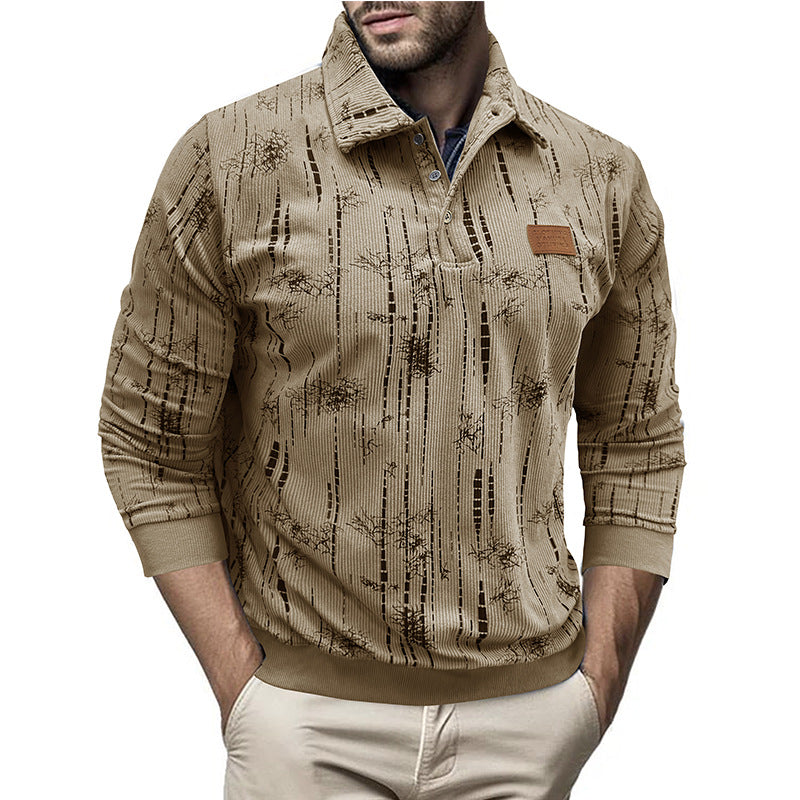 Patterned Women's Blouse Casual Button Collar