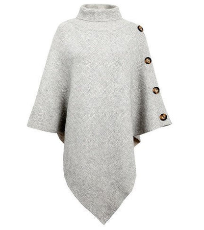 Women's Poncho Knit Modern Buttons