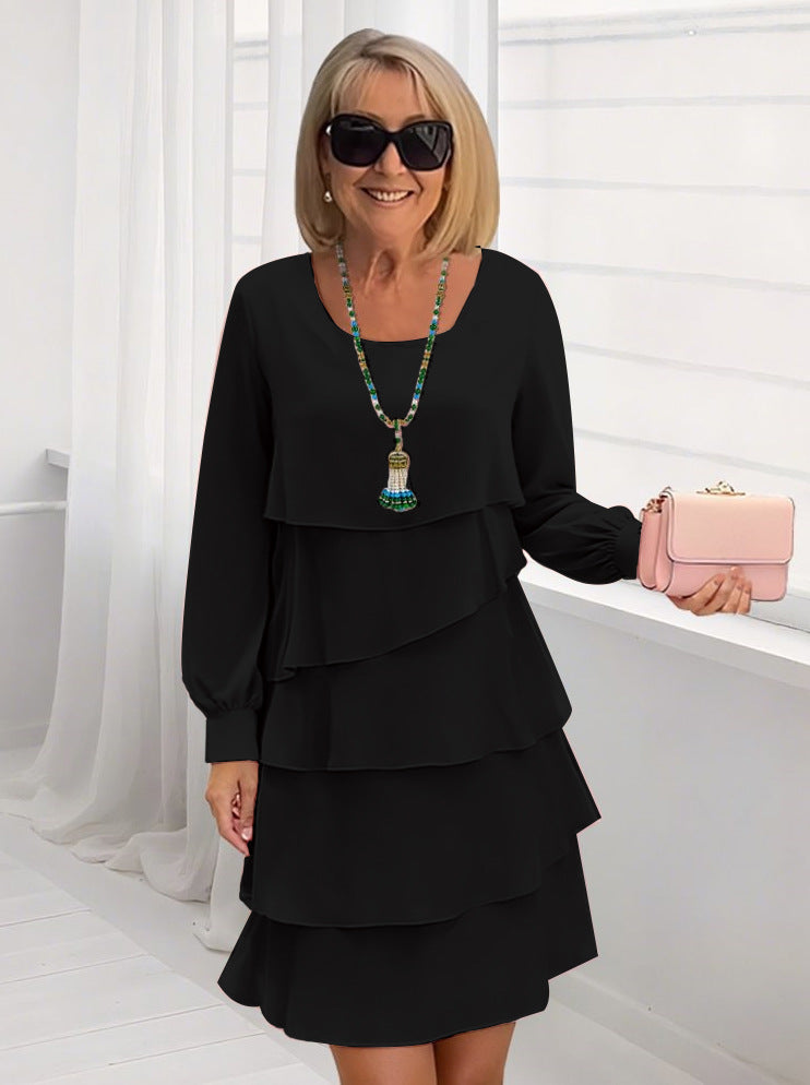 Women's Fashion Dress Long Sleeve Plain Elegant