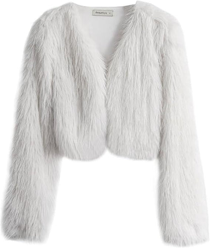 Women's Short Jacket Fluffy Open Cut Chic