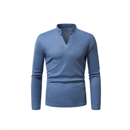 Men's Long-Sleeve Shirt Modern Stand-Up Collar Structured