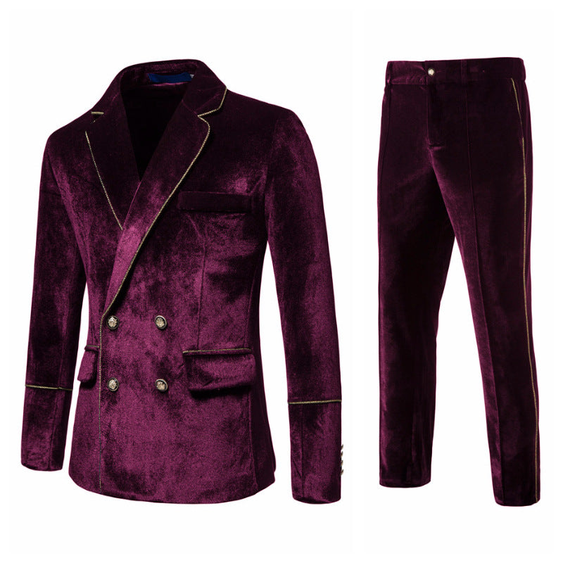 Men's Suit Velvet Elegant Gold