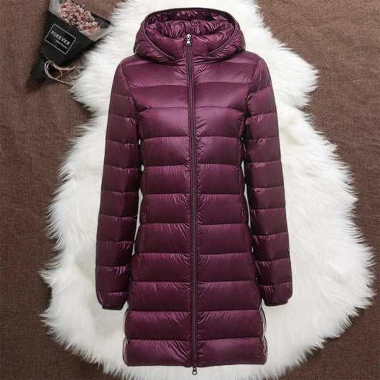 Stilvolle Lange Jacke Weinrot Eleganz - IdealeKleiden