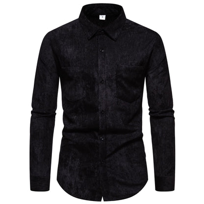 Men's Corduroy Shirt Classic Elegant Chest Pocket