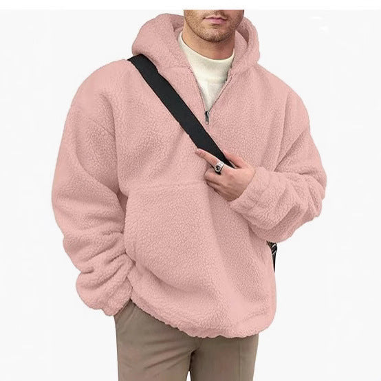 Herren Fleece Pullover Kuschelig Halbzipper Design