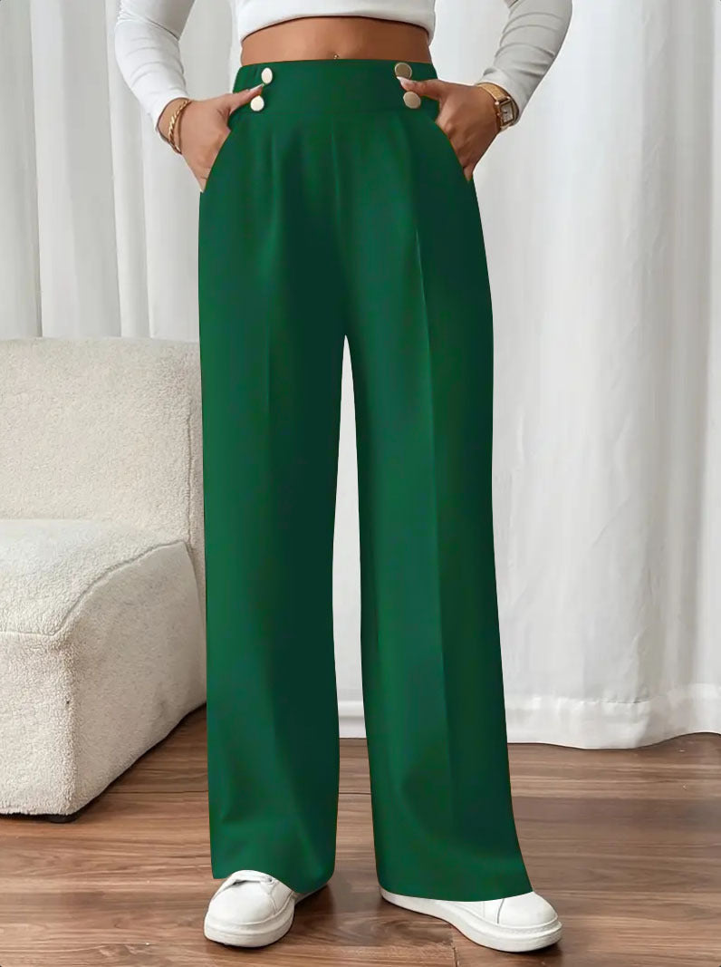 Women's Pants Wide Comfortable Button Detail Elegant