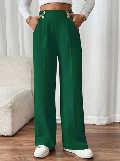 Women's Pants Wide Comfortable Button Detail Elegant