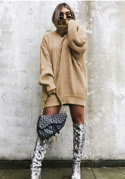 Women's Knitted Jumper Oversized Waffle Knit Trendy Style