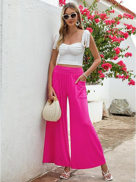 Women's Palazzo Trousers Wide Comfortable Elastic