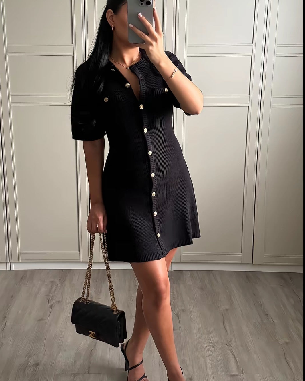 Women's Elegant Short-Sleeved Knitted Dress