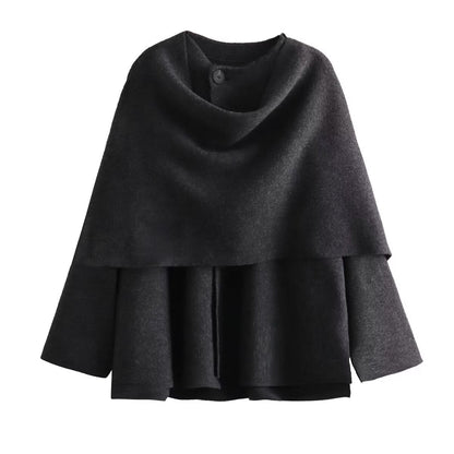 Women's Asymmetric Poncho Jacket Soft Fleece Wrap