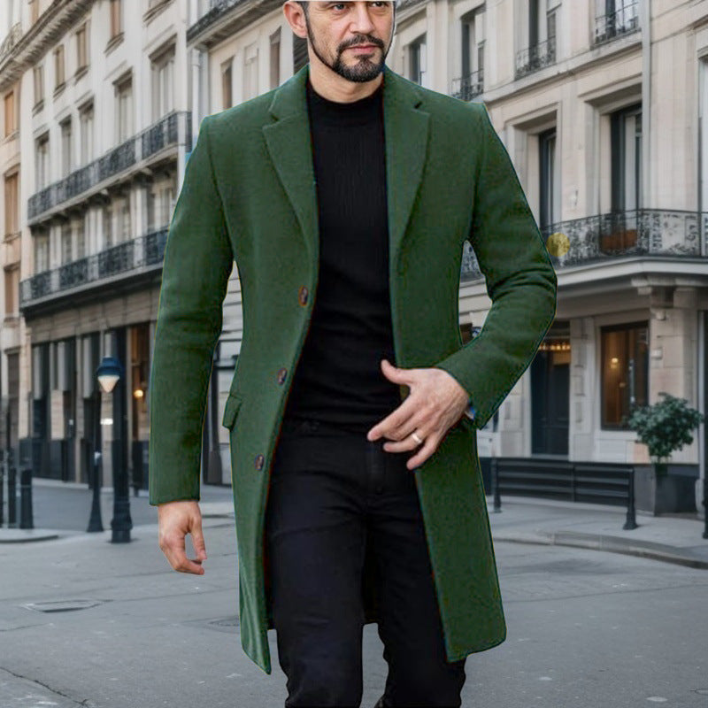 Men's Elegant Grey Wool Coat