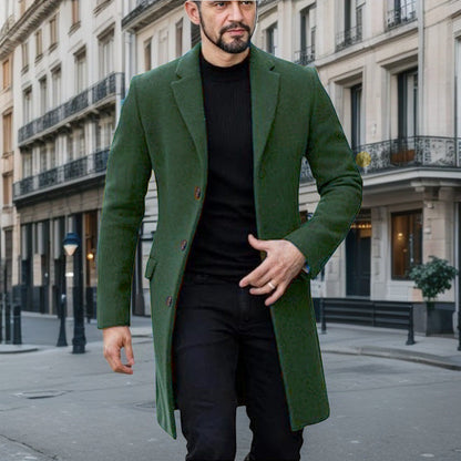 Men's Elegant Grey Wool Coat