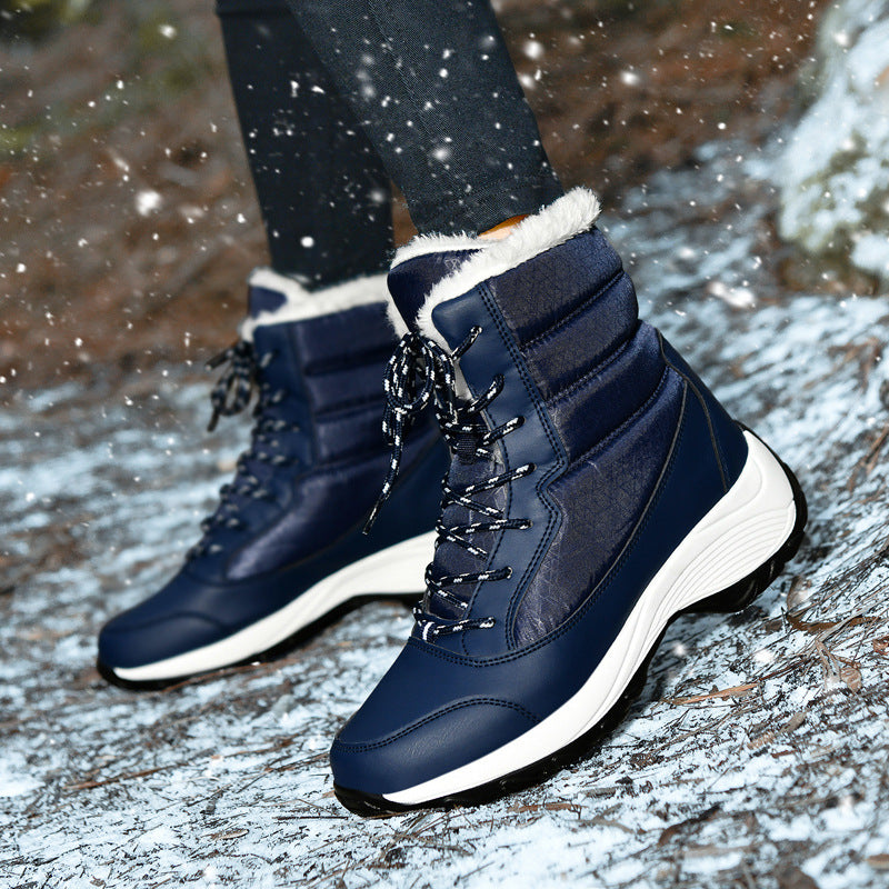 High Boots Plush Lining Faux Fur Lace-up Boots