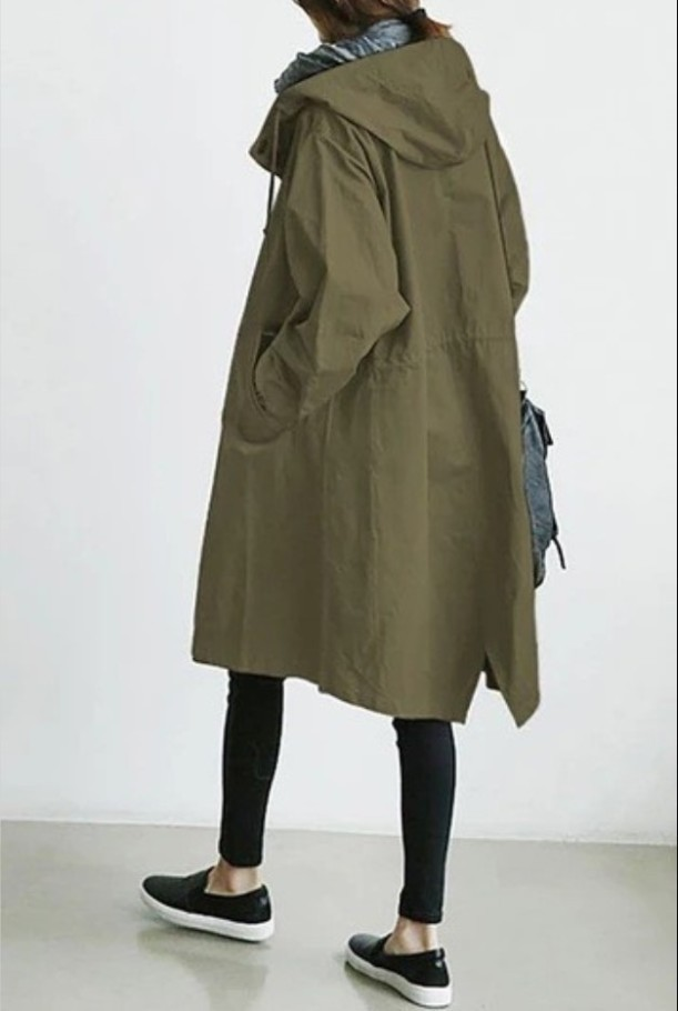 Women's Oversized Trench Coat Hooded Jacket Stylish