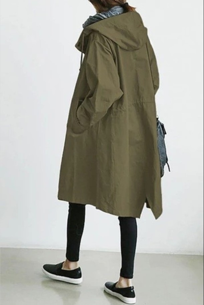 Women's Oversized Trench Coat Hooded Jacket Stylish
