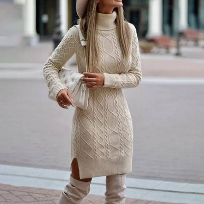 Women's Elegant Turtleneck Knit Dress
