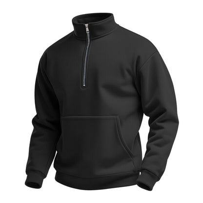 Men's Fleece Pullover Stand-up Collar Kangaroo Pocket Practical