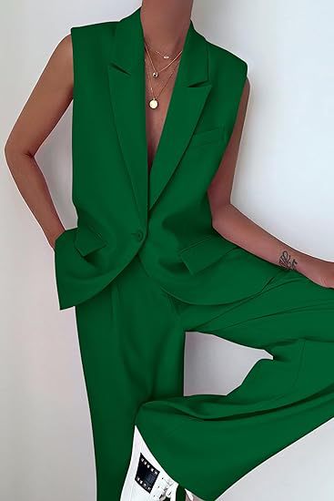 Women's Elegant Business Suit Short Sleeve Tops and Pants