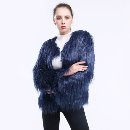 Women's Faux Fur Coat Soft Long-Sleeved Elegant