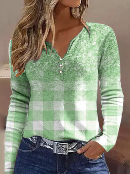 Women's Long-Sleeved Shirt Elegant Design with Buttons