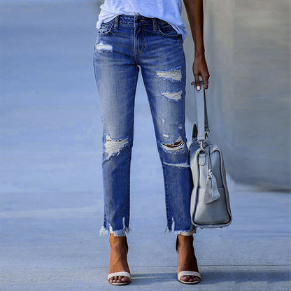 Women's Ripped Jeans Trendy Fringes