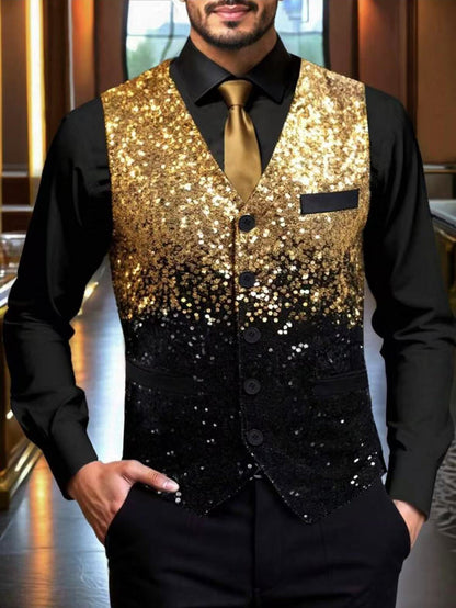 Men's Formal Vest Glitter Effect Design