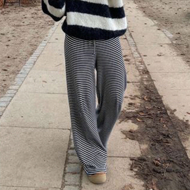 Damen Sommerhose Streifenmuster Elastisch Bequem - IdealeKleiden
