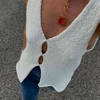 Damen Strickweste Ärmellos Elegant - IdealeKleiden