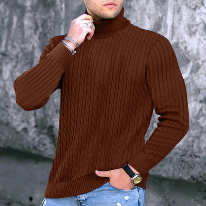 Men's Turtleneck Sweater Elegant Cable Knit Design
