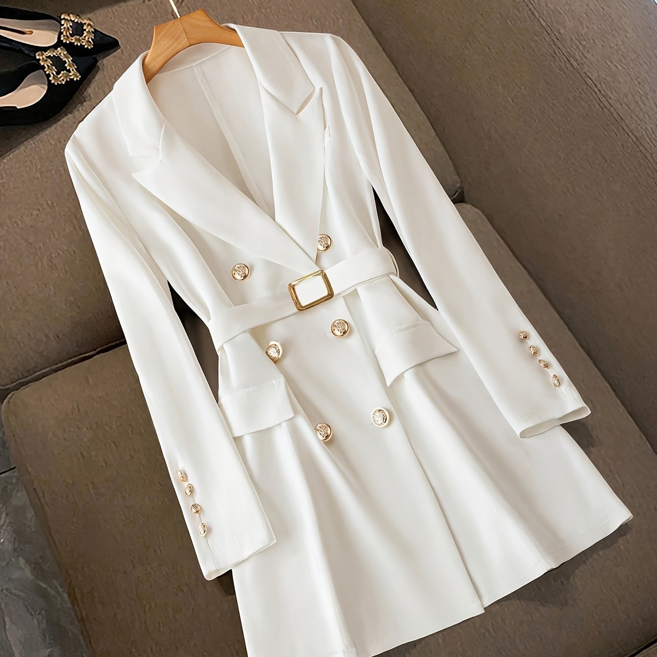 Elegant Blazer Dress with Tailored Waist